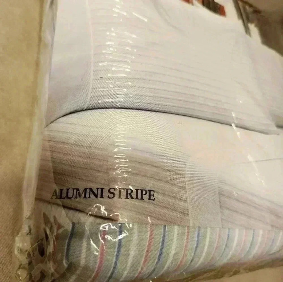 Vtg 1983 Dan River Danville King Sheet Set No Iron USA Made Blue Alumni Stripe - Picture 3 of 7